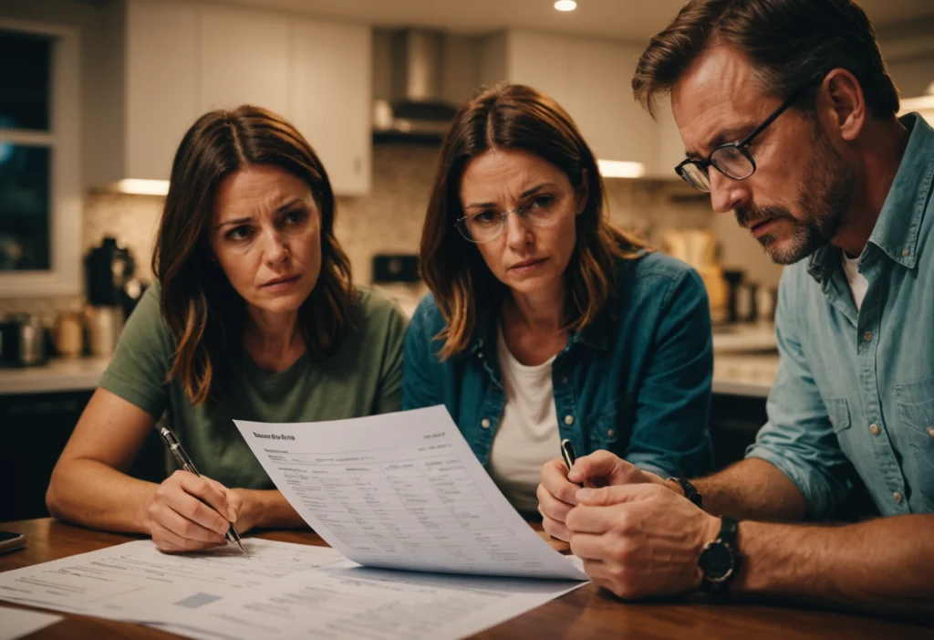 Семья изучает счета