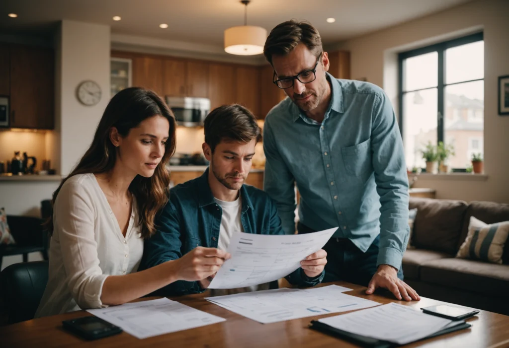 Семья смотрит платежку